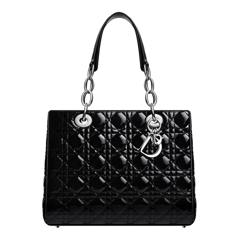 M0955PVRK M900 Nero brevetto borsa di pelle morbida Dior